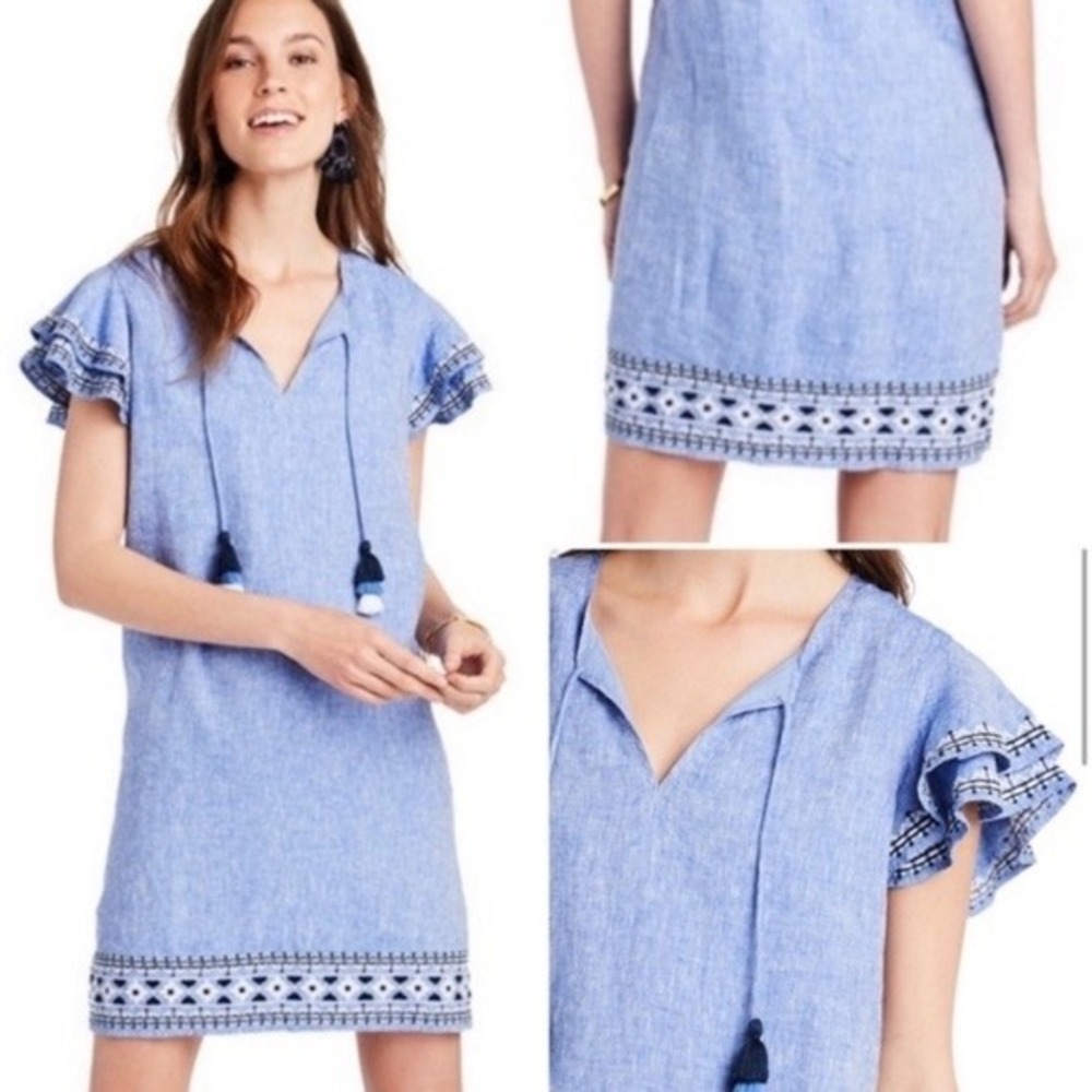 Vineyard Vines Light Blue Embroidered Mini Dress